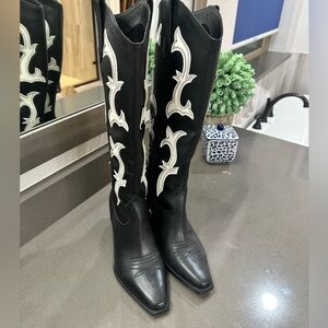 Dolce Vita Knee High Black and White Western Boots